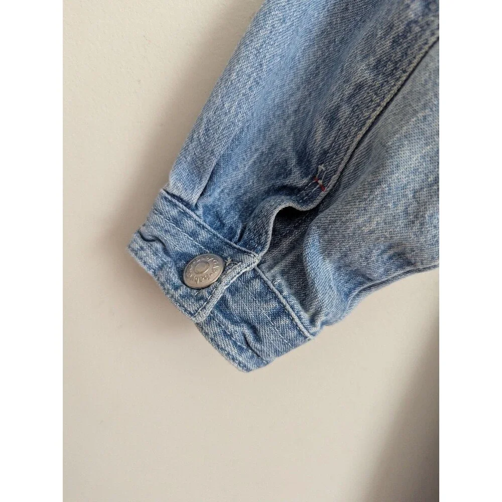 Vtg BABY GAP 90s Denim Utility Jumpsuit Coverall Romper Pocket Snap 18 24 Mo Y2K